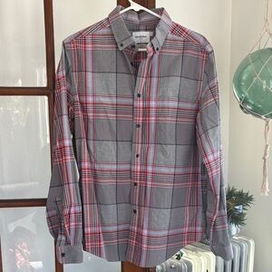 Goodfellow & Co Gray and salmon orange plaid Men's Shirt